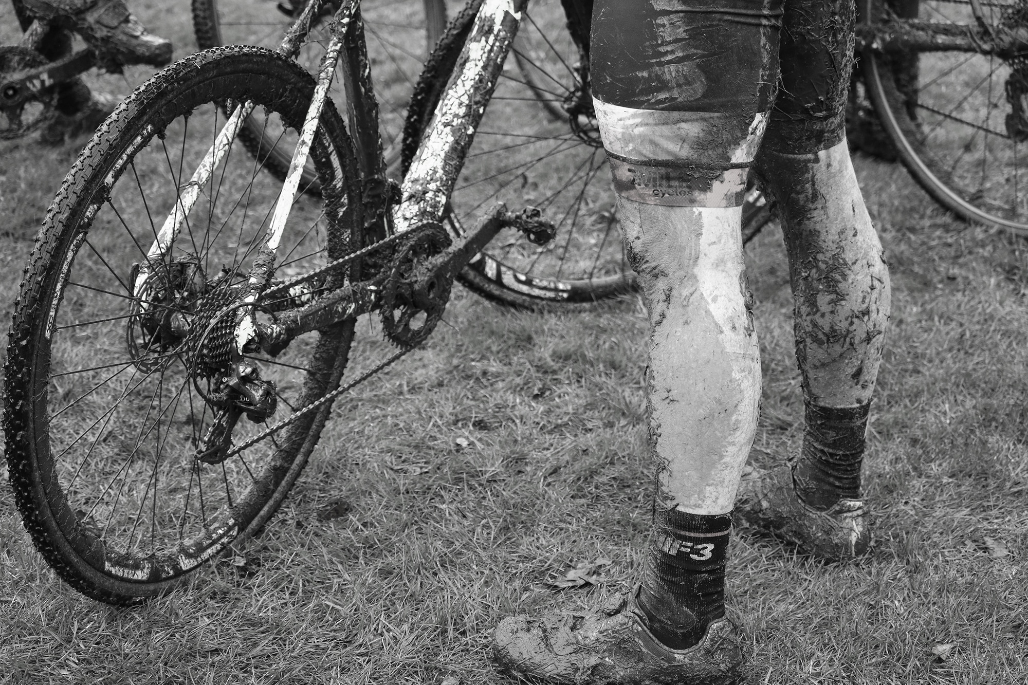 Muddy legs of Cyclocross Cyclist