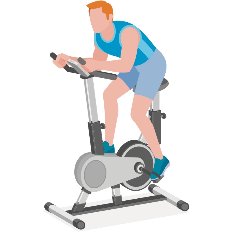 Man riding stationary bike