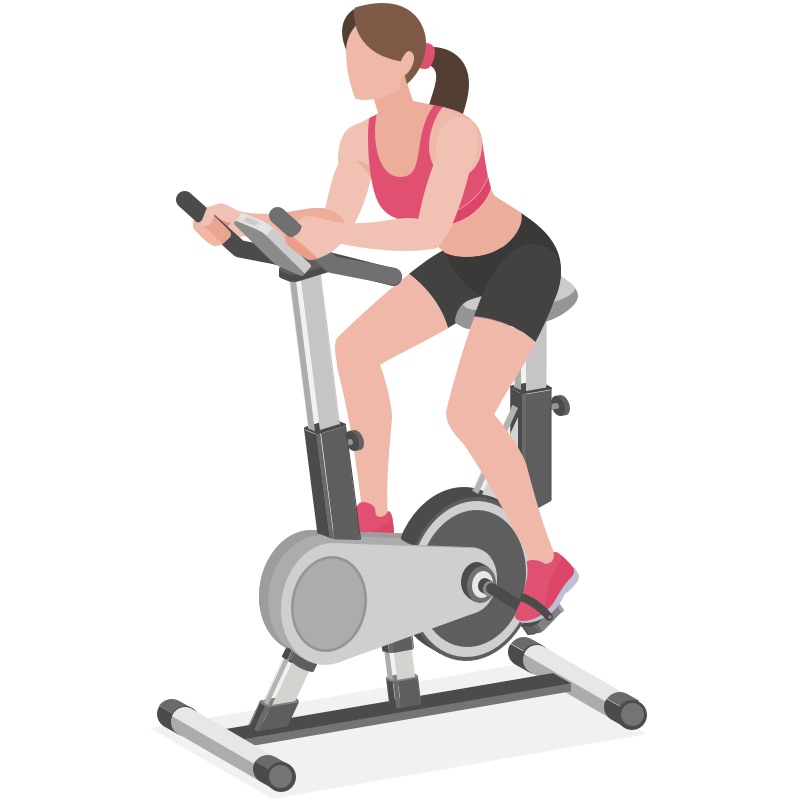 Woman riding stationary bike