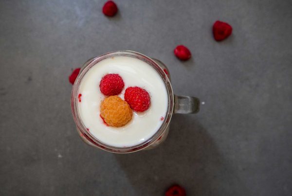 Protein Porridge with Coconut, Raspberry and Chia Seeds
