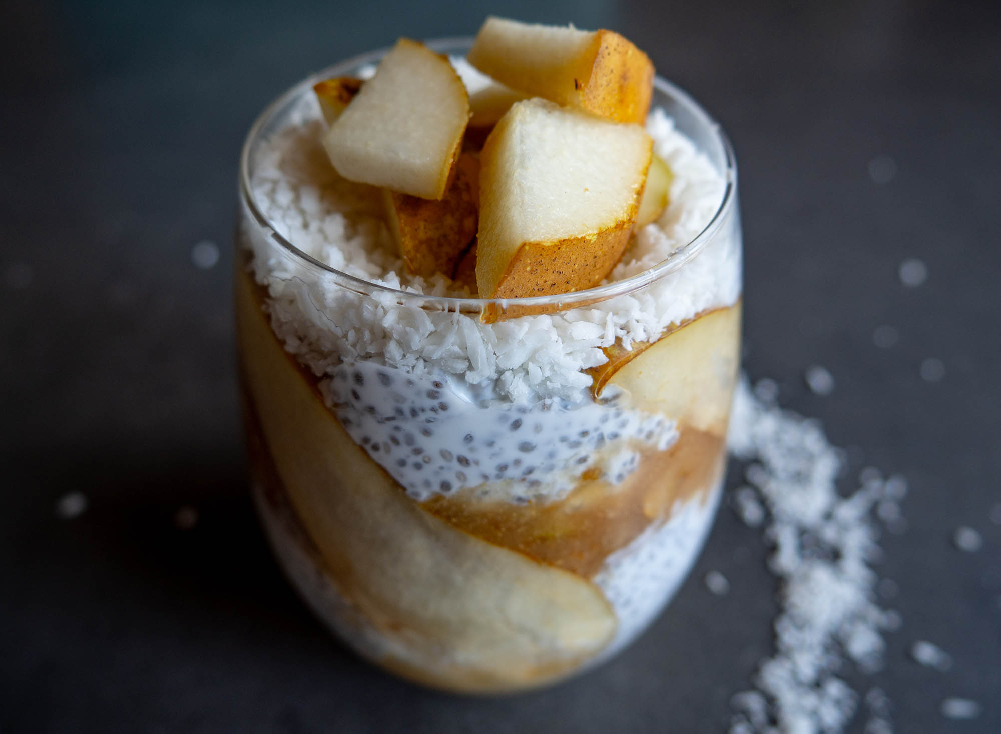 Chia pudding with pear