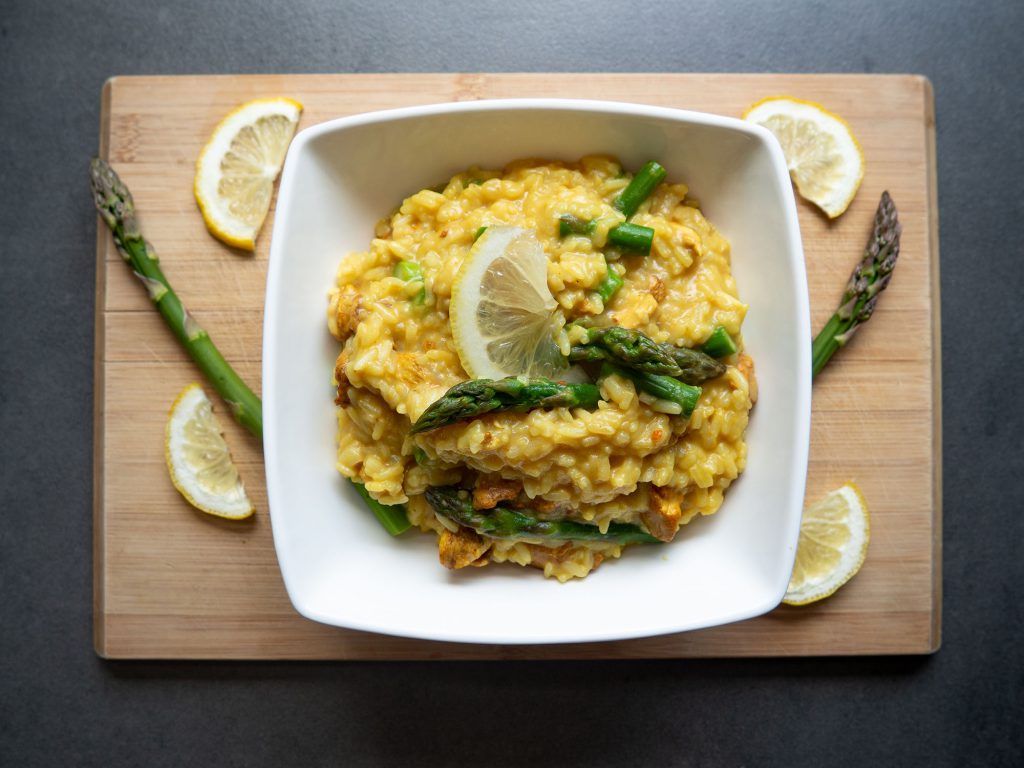 Coconut Risotto with Asparagus and Chicken